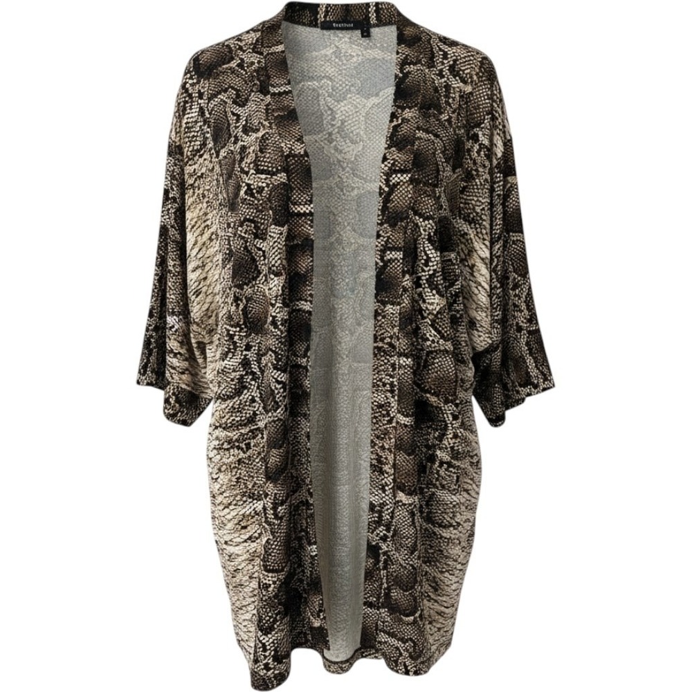 Attitude By Renee Animal Snake  Print Kimono Size 3XP NWT Long Open Cardigan